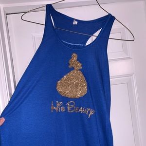 “His beauty” Disney Belle racer back tank